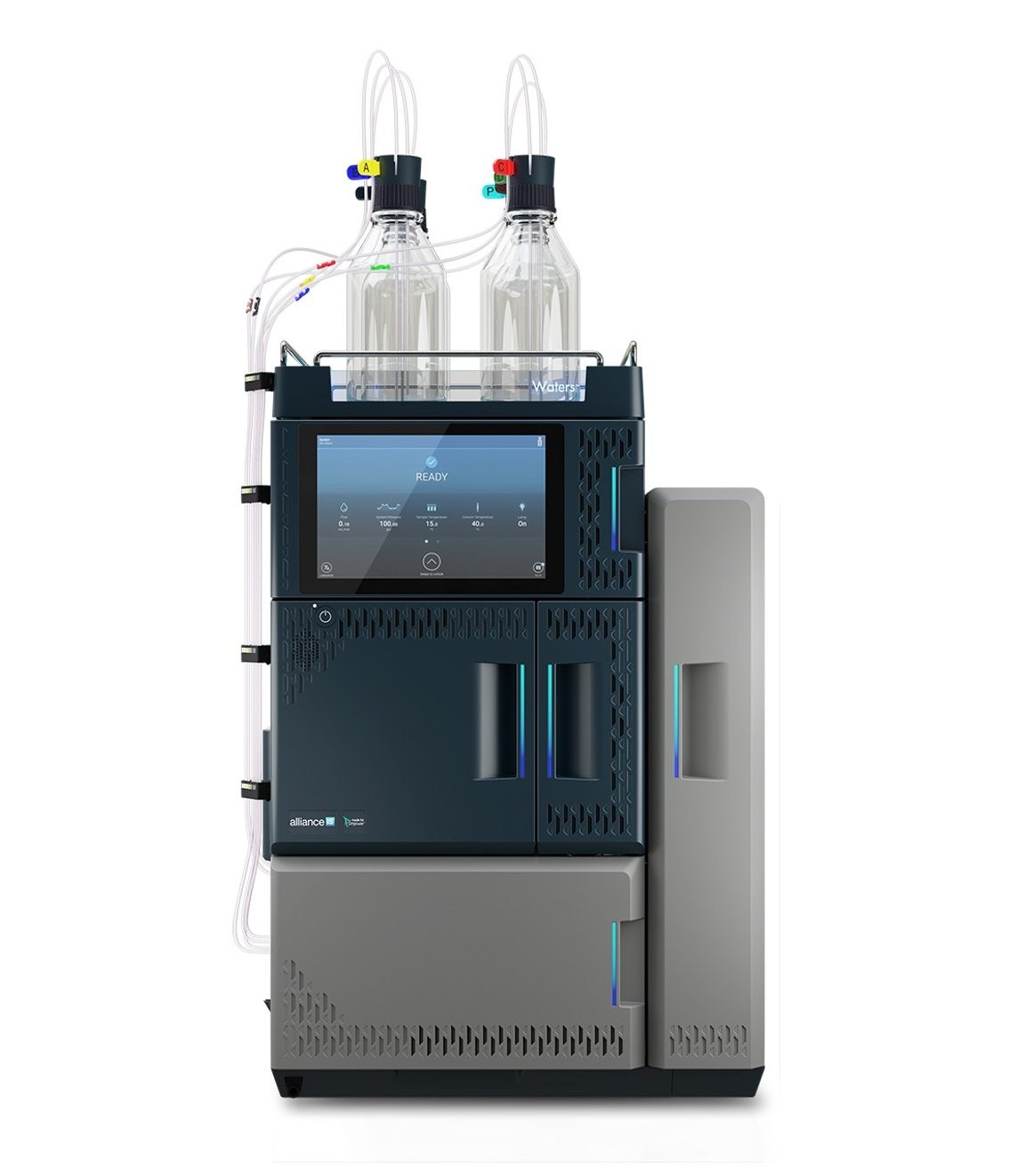 Alliance iS HPLC System with bottles connected.